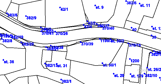 Parcela st. 370/39 v KÚ Tajanov u Tupadel, Katastrální mapa