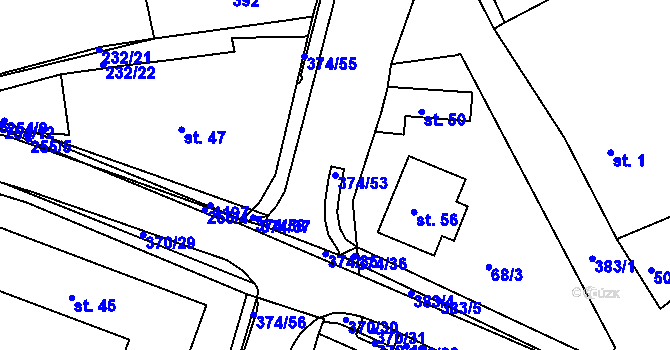 Parcela st. 374/53 v KÚ Tajanov u Tupadel, Katastrální mapa