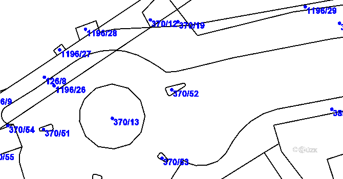 Parcela st. 370/52 v KÚ Tajanov u Tupadel, Katastrální mapa
