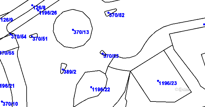 Parcela st. 370/53 v KÚ Tajanov u Tupadel, Katastrální mapa