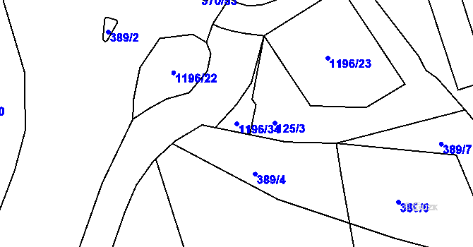 Parcela st. 1196/34 v KÚ Tajanov u Tupadel, Katastrální mapa