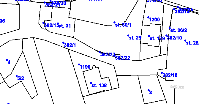 Parcela st. 382/23 v KÚ Tajanov u Tupadel, Katastrální mapa