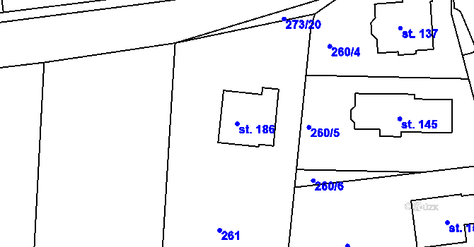 Parcela st. 186 v KÚ Tajanov u Tupadel, Katastrální mapa