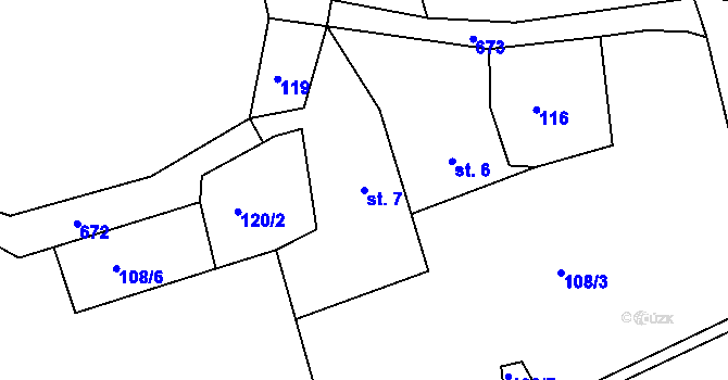 Parcela st. 7 v KÚ Tupadly u Klatov, Katastrální mapa
