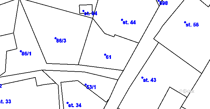 Parcela st. 61 v KÚ Tupadly u Klatov, Katastrální mapa