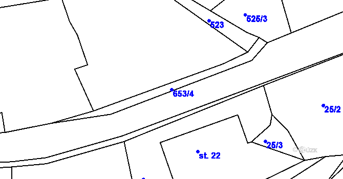 Parcela st. 653/4 v KÚ Tupadly u Klatov, Katastrální mapa