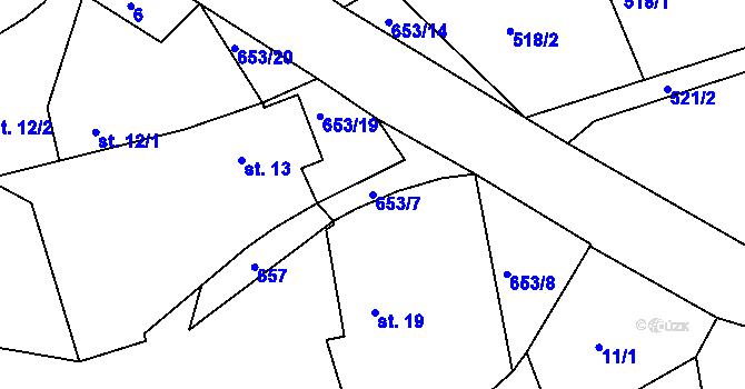 Parcela st. 653/7 v KÚ Tupadly u Klatov, Katastrální mapa