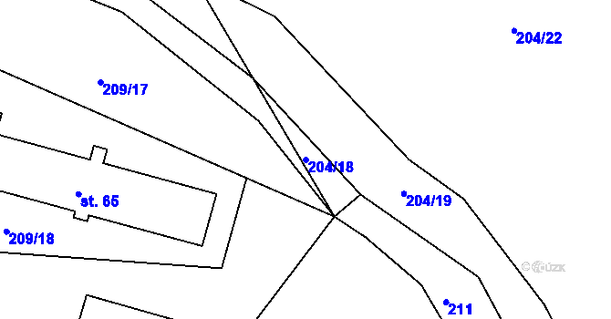 Parcela st. 204/18 v KÚ Tupadly u Klatov, Katastrální mapa