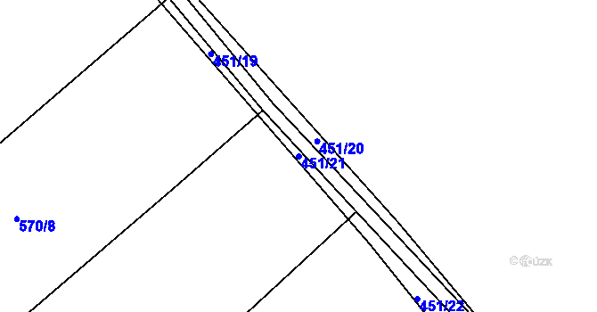 Parcela st. 451/21 v KÚ Tupadly u Klatov, Katastrální mapa