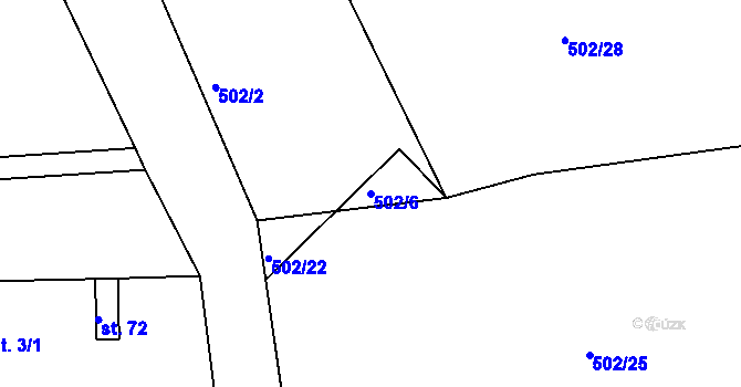 Parcela st. 502/6 v KÚ Tupadly u Klatov, Katastrální mapa