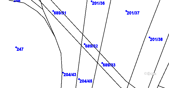 Parcela st. 689/32 v KÚ Tupadly u Klatov, Katastrální mapa