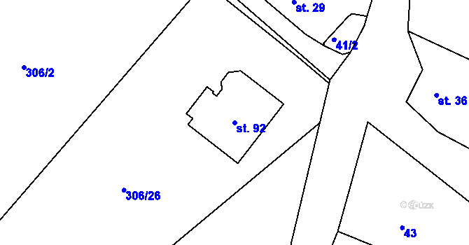 Parcela st. 92 v KÚ Tupadly u Klatov, Katastrální mapa