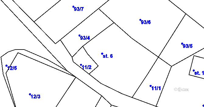 Parcela st. 6 v KÚ Věckovice u Janovic nad Úhlavou, Katastrální mapa