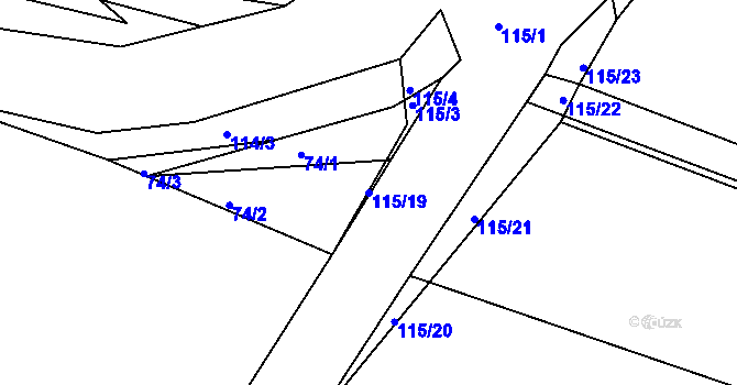 Parcela st. 115/19 v KÚ Věckovice u Janovic nad Úhlavou, Katastrální mapa
