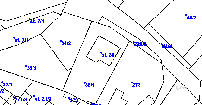Parcela st. 36 v KÚ Tupesy u Přelouče, Katastrální mapa