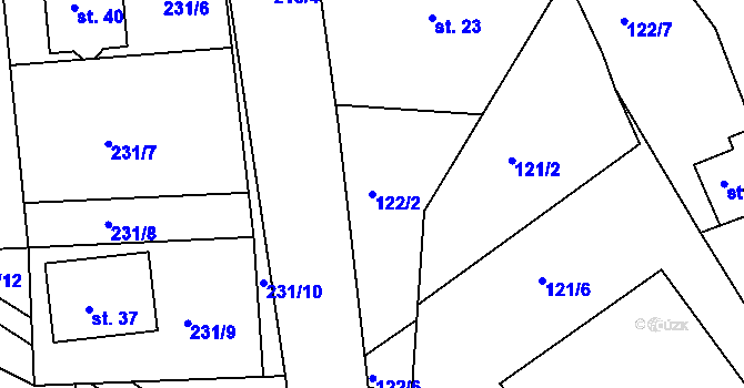 Parcela st. 122/2 v KÚ Tupesy u Přelouče, Katastrální mapa