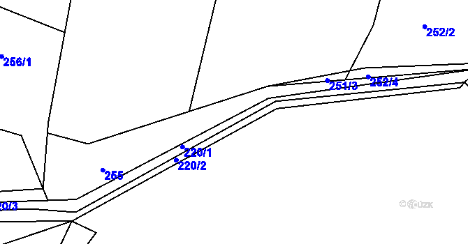 Parcela st. 220 v KÚ Tupesy u Přelouče, Katastrální mapa