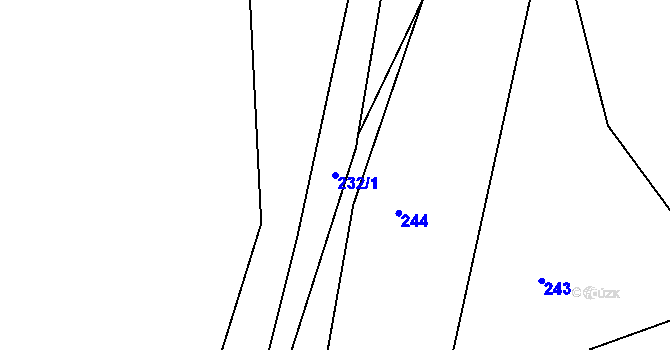 Parcela st. 232/1 v KÚ Tupesy u Přelouče, Katastrální mapa