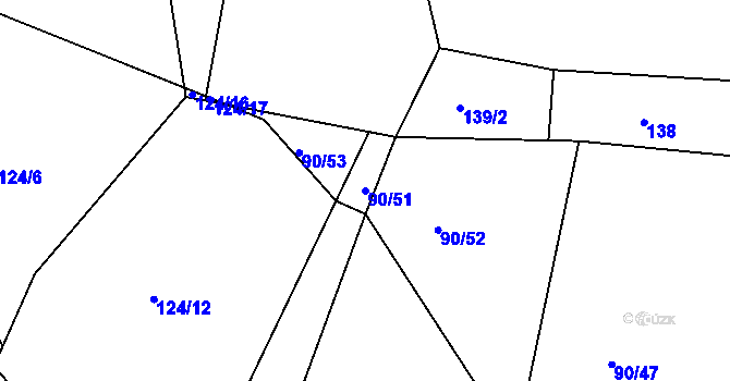 Parcela st. 90/51 v KÚ Tupesy u Přelouče, Katastrální mapa