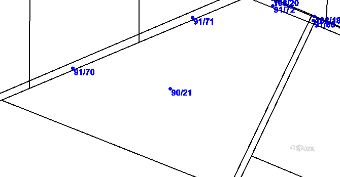 Parcela st. 90/21 v KÚ Tupesy u Přelouče, Katastrální mapa
