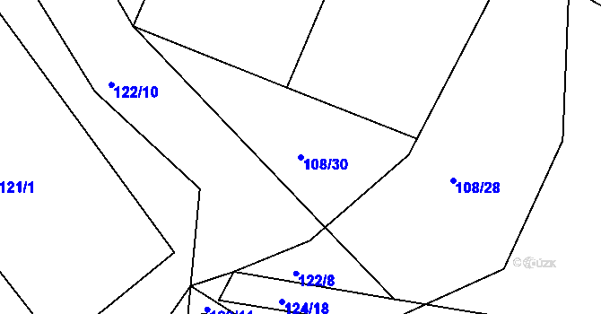 Parcela st. 108/30 v KÚ Tupesy u Přelouče, Katastrální mapa