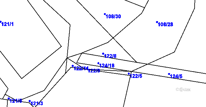 Parcela st. 122/8 v KÚ Tupesy u Přelouče, Katastrální mapa