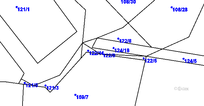 Parcela st. 122/9 v KÚ Tupesy u Přelouče, Katastrální mapa