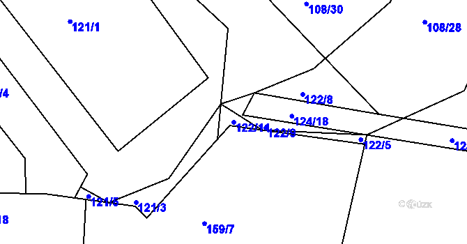 Parcela st. 122/11 v KÚ Tupesy u Přelouče, Katastrální mapa
