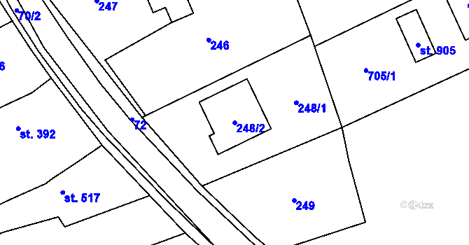 Parcela st. 248/2 v KÚ Tupesy na Moravě, Katastrální mapa