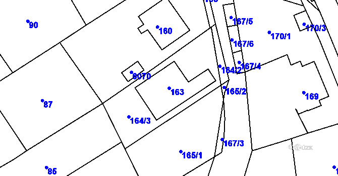 Parcela st. 163 v KÚ Tupesy na Moravě, Katastrální mapa
