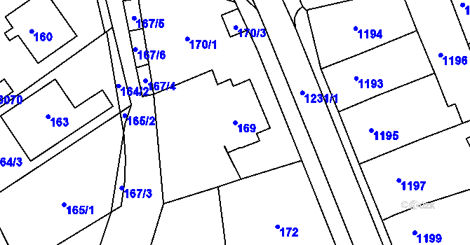 Parcela st. 169 v KÚ Tupesy na Moravě, Katastrální mapa