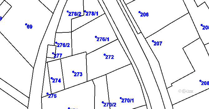 Parcela st. 272 v KÚ Tupesy na Moravě, Katastrální mapa