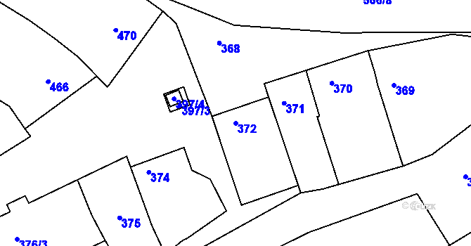 Parcela st. 372 v KÚ Tupesy na Moravě, Katastrální mapa