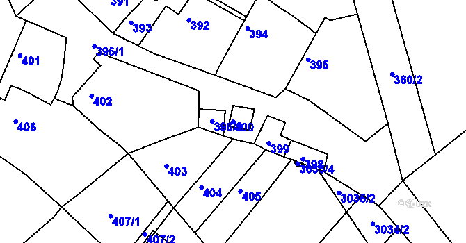 Parcela st. 400 v KÚ Tupesy na Moravě, Katastrální mapa