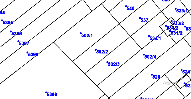 Parcela st. 502/2 v KÚ Tupesy na Moravě, Katastrální mapa