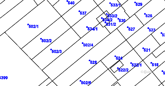 Parcela st. 502/4 v KÚ Tupesy na Moravě, Katastrální mapa