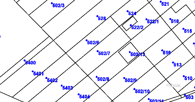 Parcela st. 502/7 v KÚ Tupesy na Moravě, Katastrální mapa