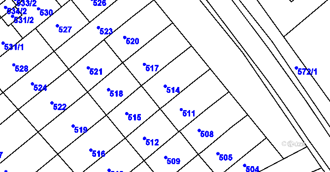 Parcela st. 514 v KÚ Tupesy na Moravě, Katastrální mapa