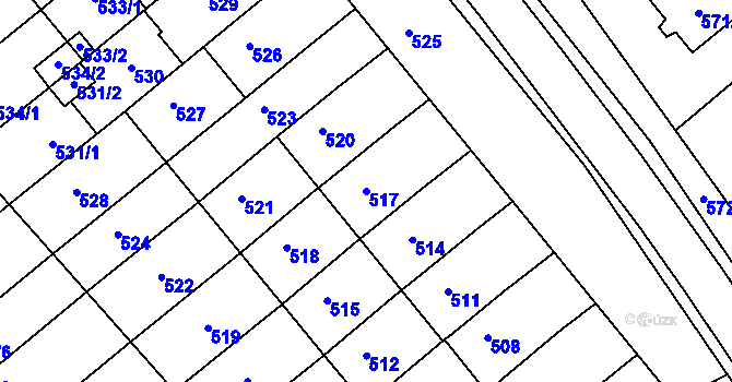 Parcela st. 517 v KÚ Tupesy na Moravě, Katastrální mapa