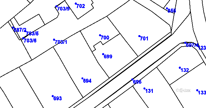 Parcela st. 699 v KÚ Tupesy na Moravě, Katastrální mapa