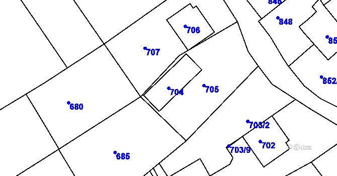Parcela st. 704 v KÚ Tupesy na Moravě, Katastrální mapa
