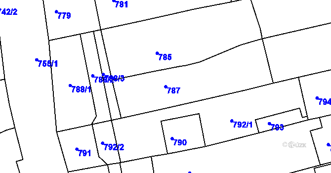 Parcela st. 787 v KÚ Tupesy na Moravě, Katastrální mapa
