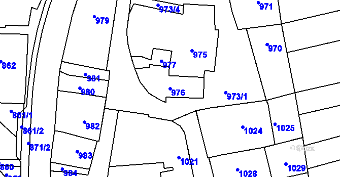 Parcela st. 976 v KÚ Tupesy na Moravě, Katastrální mapa