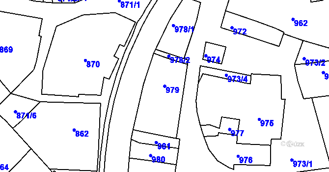 Parcela st. 979 v KÚ Tupesy na Moravě, Katastrální mapa