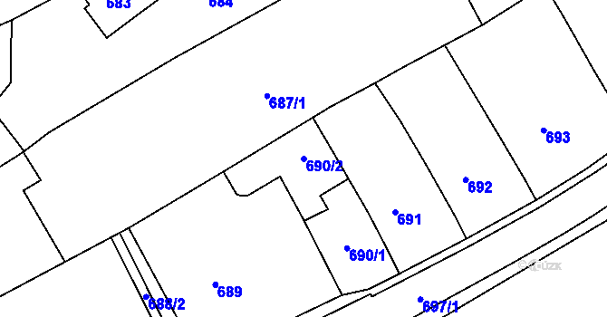 Parcela st. 690/2 v KÚ Tupesy na Moravě, Katastrální mapa