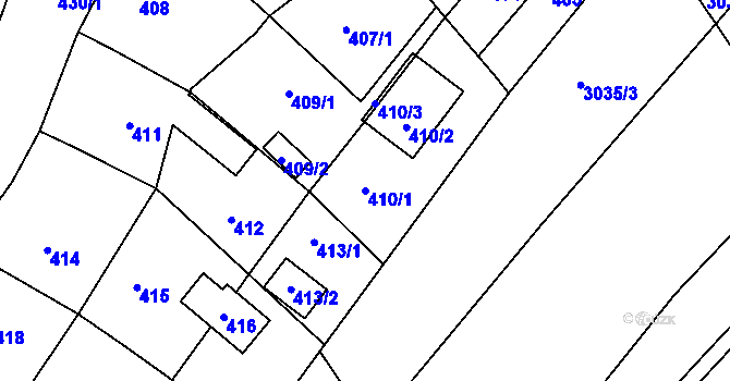 Parcela st. 410/1 v KÚ Tupesy na Moravě, Katastrální mapa