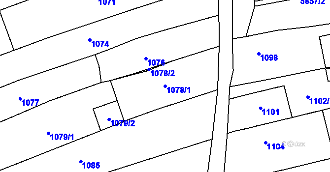 Parcela st. 1078/1 v KÚ Tupesy na Moravě, Katastrální mapa