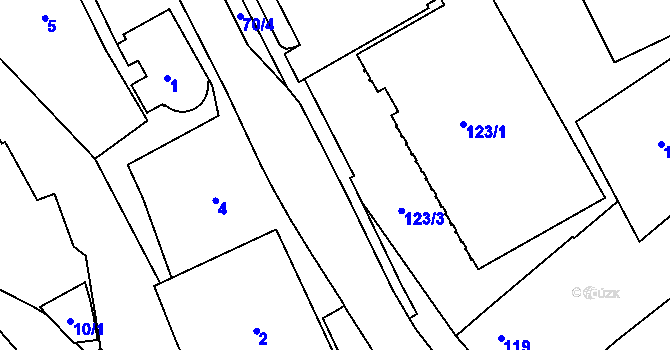 Parcela st. 70/5 v KÚ Tupesy na Moravě, Katastrální mapa