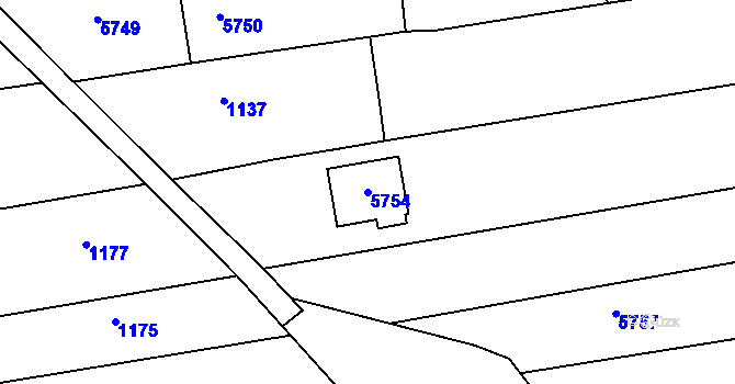 Parcela st. 5754 v KÚ Tupesy na Moravě, Katastrální mapa