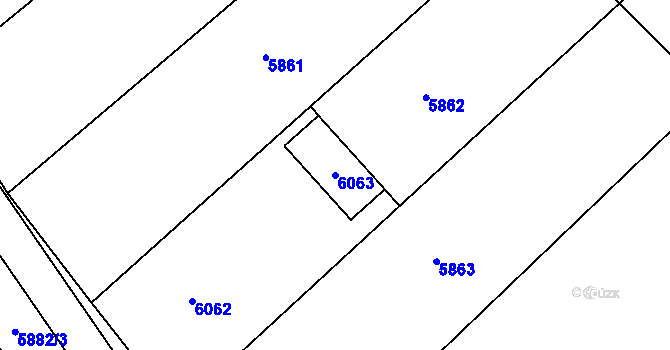 Parcela st. 6063 v KÚ Tupesy na Moravě, Katastrální mapa